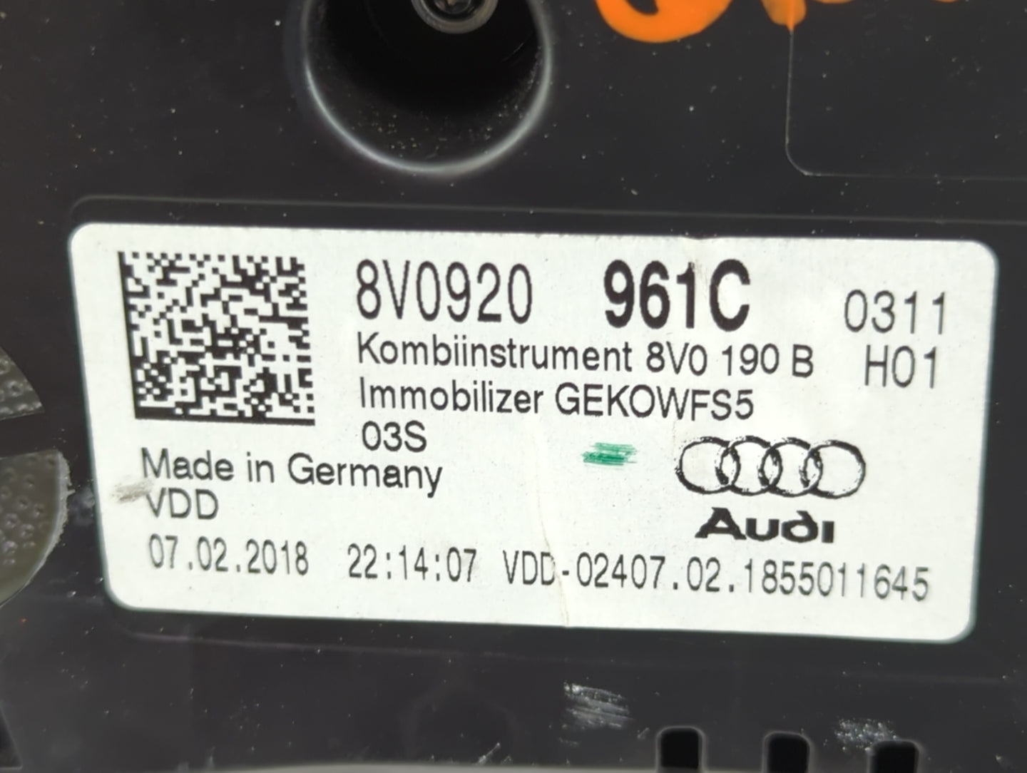 2017-2018 Audi A3 Instrument Cluster Speedometer Gauges P/N:8V0920961C 8V0920961 Miles:118K Fits Fits 2017 2018 OEM Used Aut