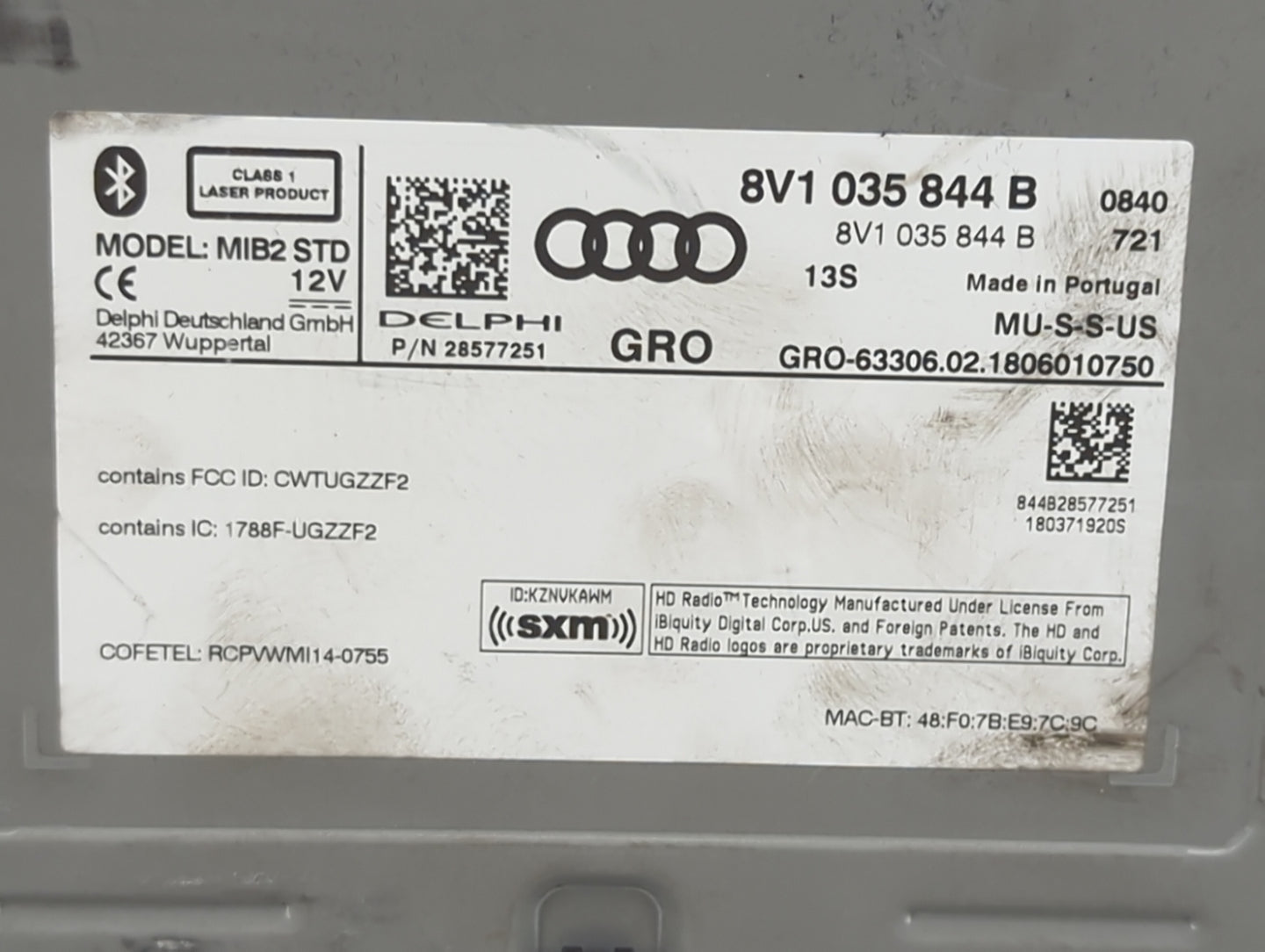 2015-2018 Audi A3 Radio AM FM Cd Player Receiver Replacement P/N:8V1035844B 28577251, CWTUGZZF2 Fits Fits 2015 2016 2017 201