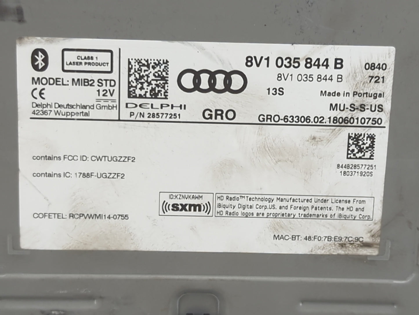 2015-2018 Audi A3 Radio AM FM Cd Player Receiver Replacement P/N:8V1035844B 28577251, CWTUGZZF2 Fits Fits 2015 2016 2017 201