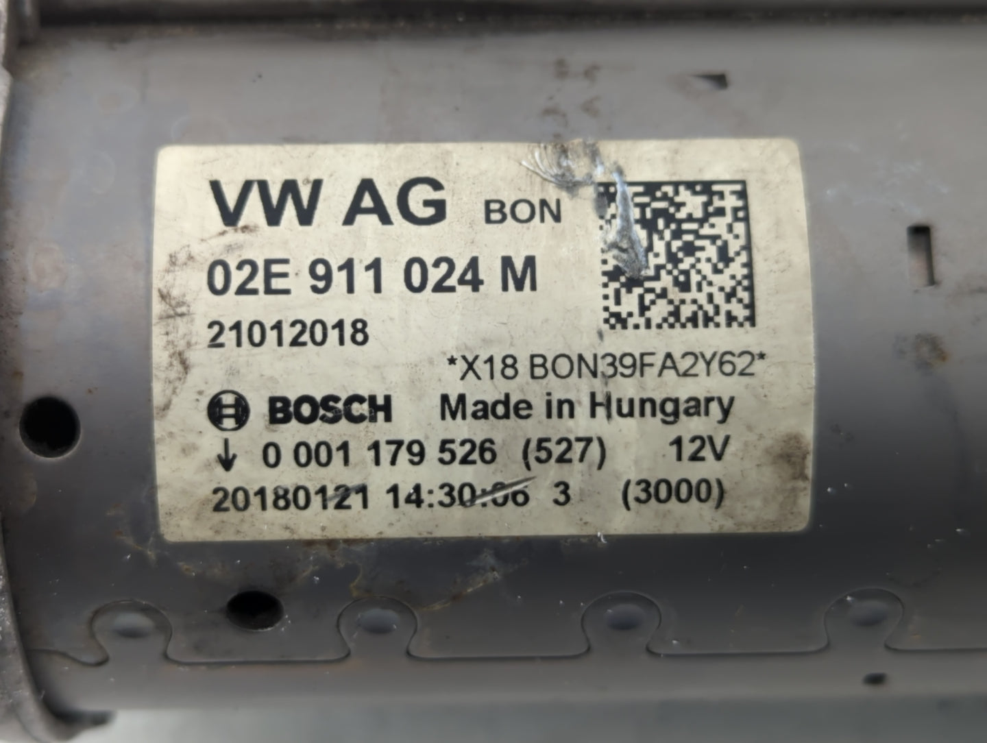 2017-2018 Audi A3 Car Starter Motor Solenoid OEM P/N:02E 911 024 M Fits Fits 2017 2018 2019 OEM Used Auto Parts - Oemusedaut