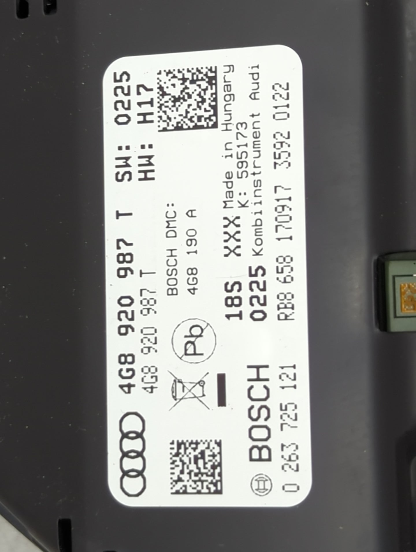 2017-2018 Audi A6 Instrument Cluster Speedometer Gauges P/N:0 263 725 121 4GB 920 987 T Miles: Fits Fits 2017 2018 OEM Used 
