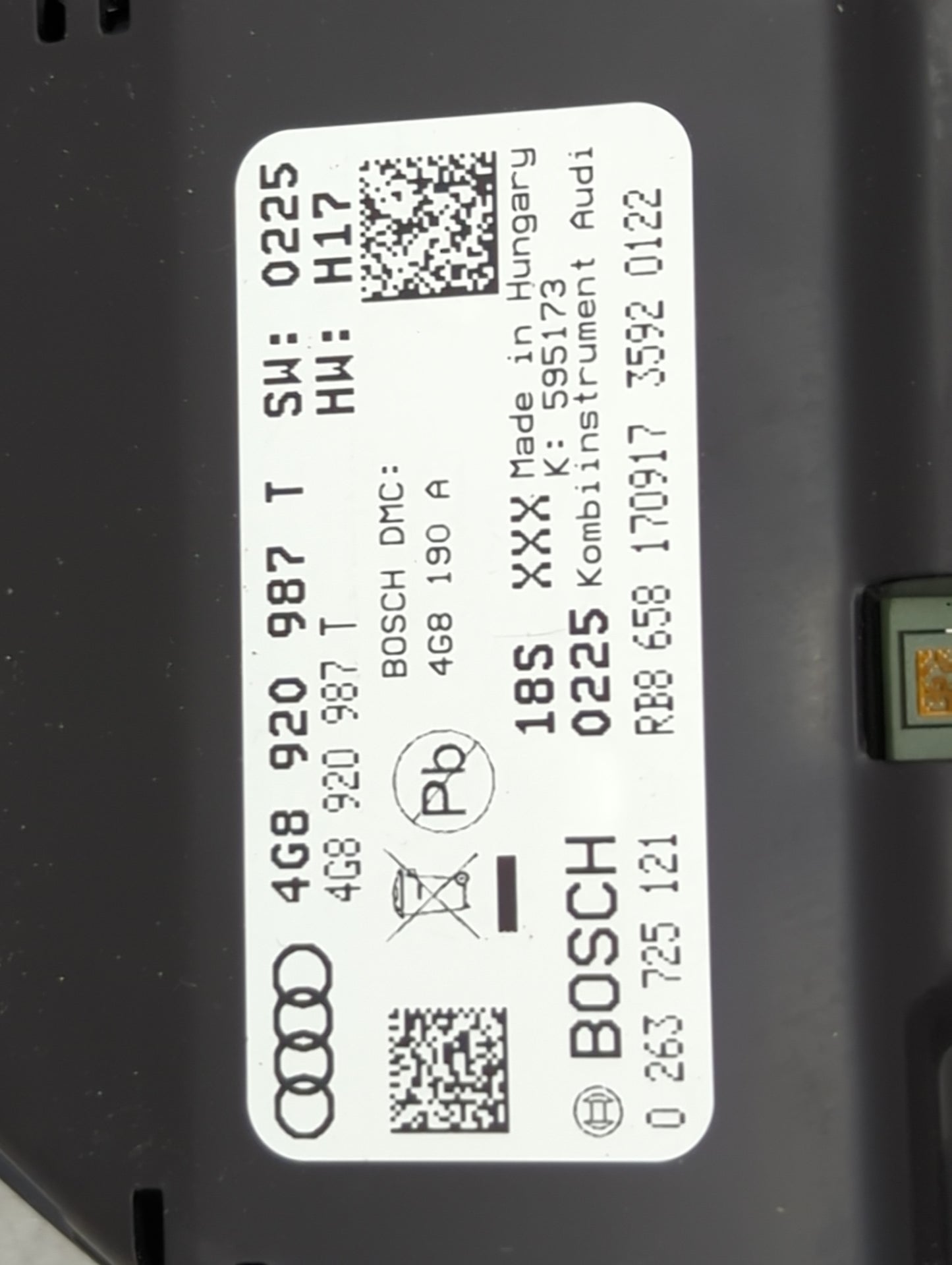 2017-2018 Audi A6 Instrument Cluster Speedometer Gauges P/N:0 263 725 121 4GB 920 987 T Miles: Fits Fits 2017 2018 OEM Used 
