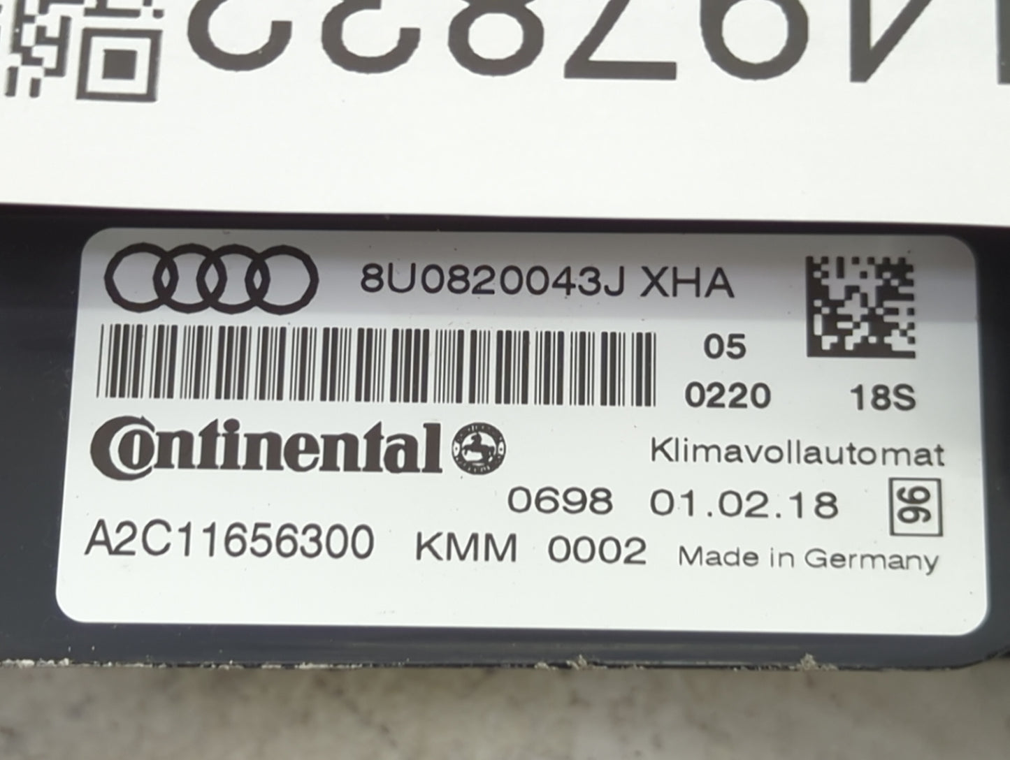 2017-2018 Audi Q3 Climate Control Module Temperature AC/Heater Replacement P/N:8U0820043J A2C11656300 Fits Fits 2017 2018 OE