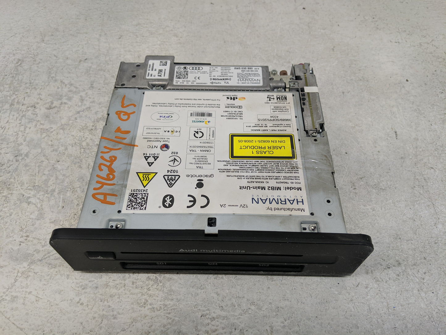 2018 Audi Q5 Radio AM FM Cd Player Receiver Replacement P/N:8W5 035 880 0918 Fits OEM Used Auto Parts - Oemusedautoparts1.co