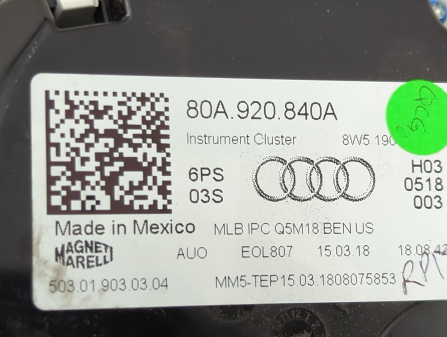 2018-2020 Audi Q5 Instrument Cluster Speedometer Gauges P/N:80A 920 840A Miles: Fits Fits 2018 2019 2020 OEM Used Auto Parts