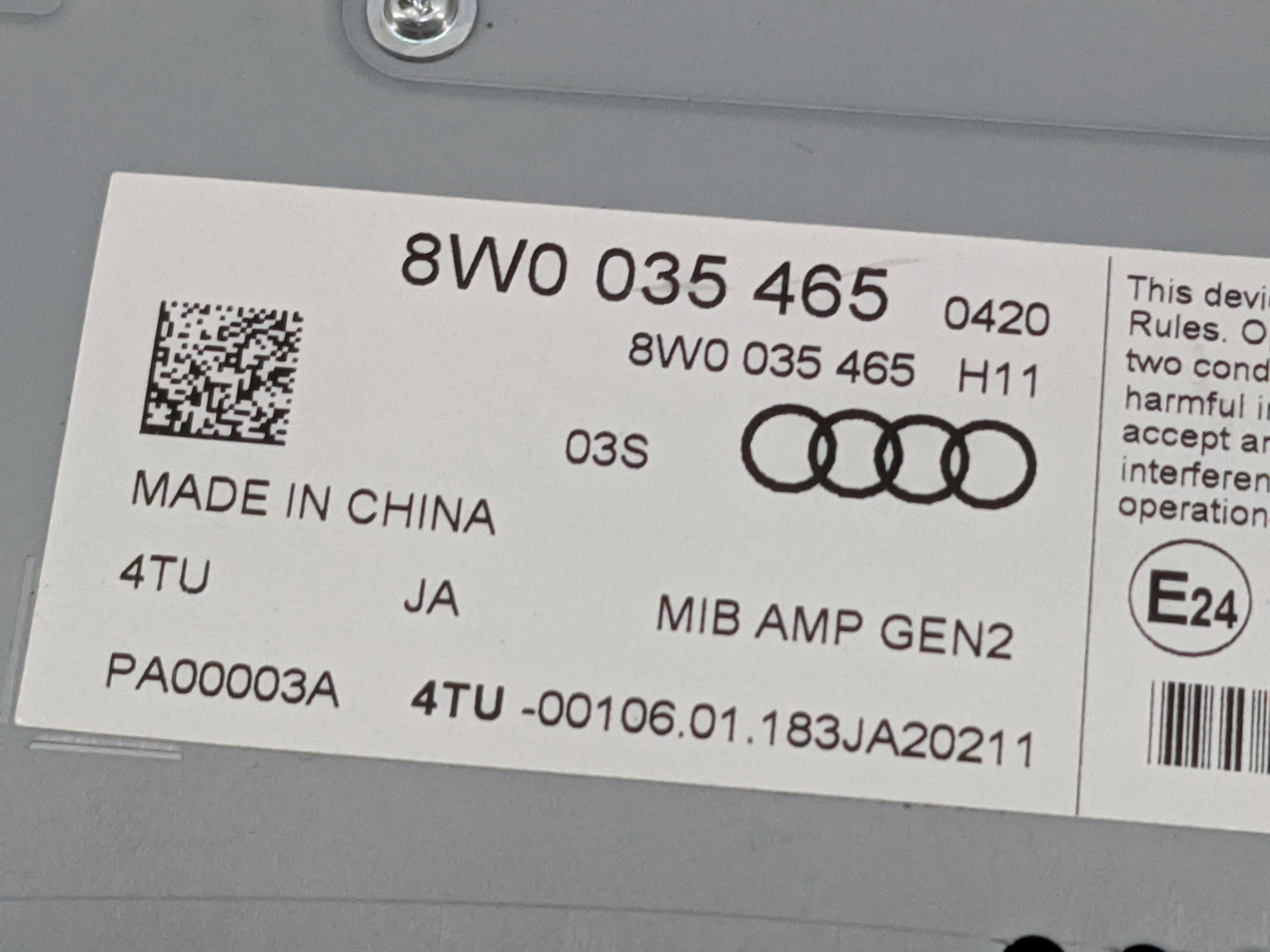 Audi S4 Radio Speaker Amplifier 8w0035465 1478997 - Oemusedautoparts1.com
