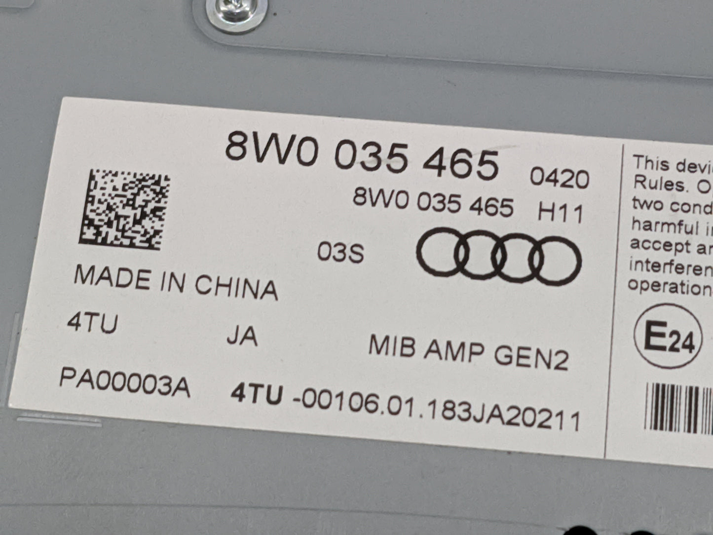 Audi S4 Radio Speaker Amplifier 8w0035465 1478997 - Oemusedautoparts1.com