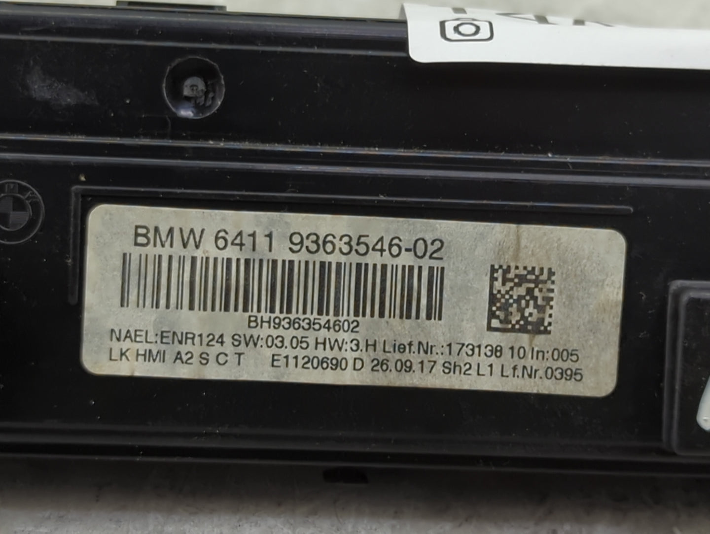 2016-2018 Bmw 320i Climate Control Module Temperature AC/Heater Replacement P/N:9363546-02 Fits OEM Used Auto Parts - Oemuse
