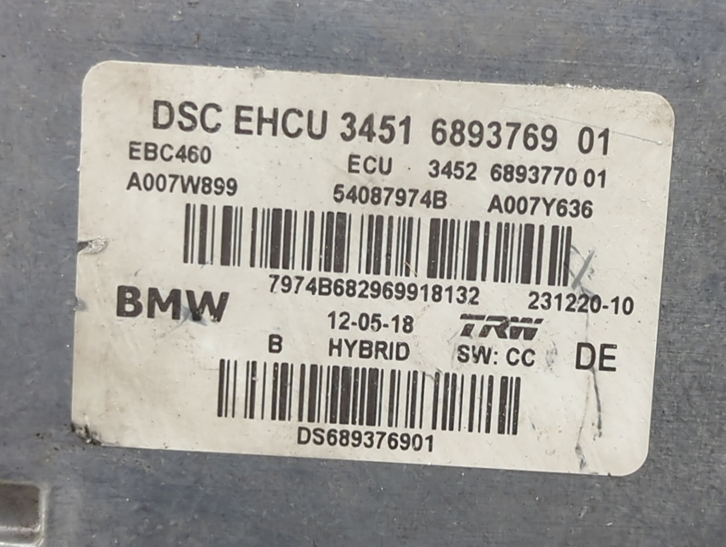 2018 Bmw 530e ABS Pump Control Module Replacement P/N:34516893769 34526893770, 54087974B, A007W899, A007Y636, EBC460 Fits OE