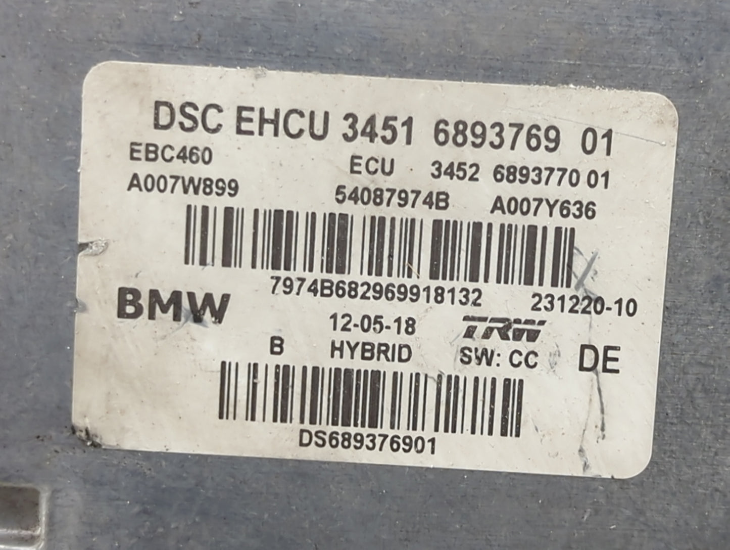 2018 Bmw 530e ABS Pump Control Module Replacement P/N:34516893769 34526893770, 54087974B, A007W899, A007Y636, EBC460 Fits OE