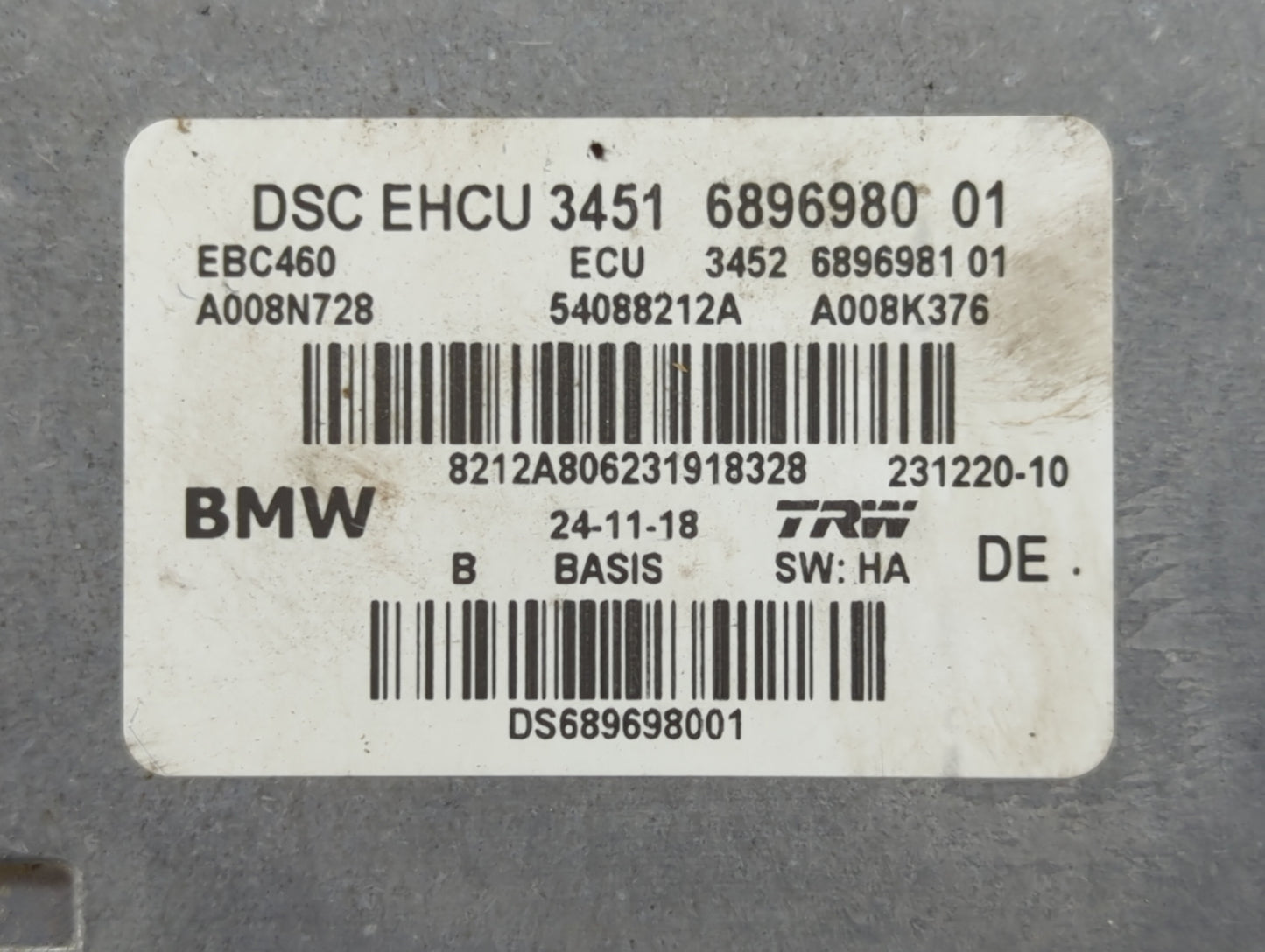 2018-2020 Bmw 530i ABS Pump Control Module Replacement P/N:6896980 01 S68073210 Fits Fits 2017 2018 2019 2020 2021 OEM Used 