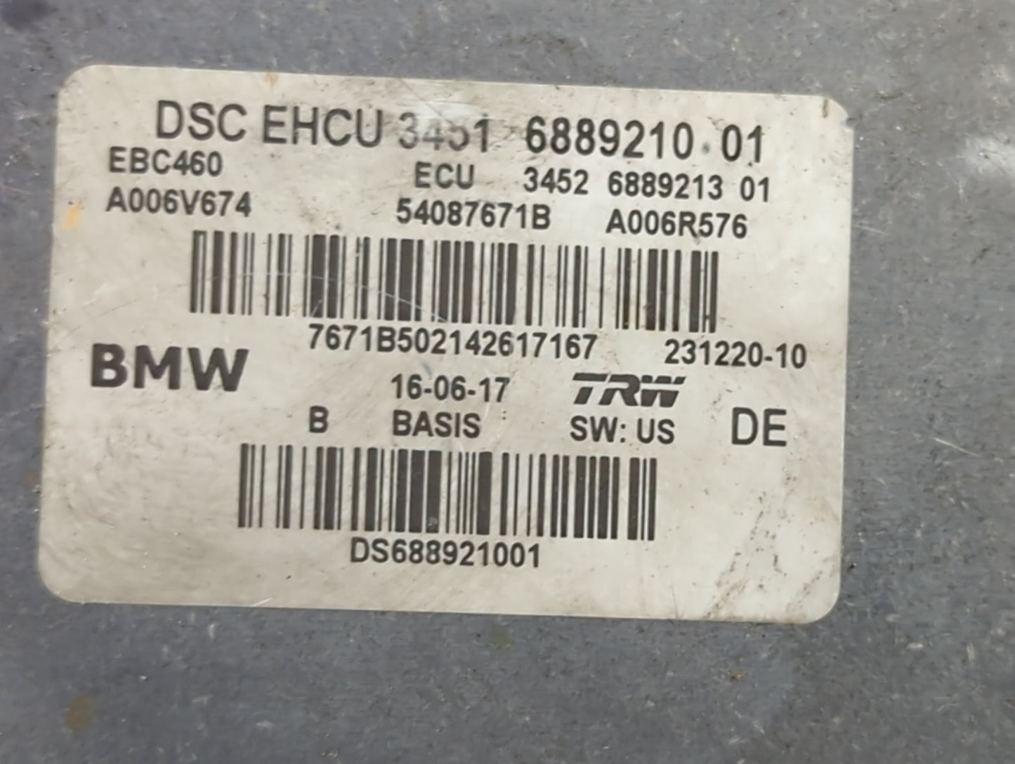 2017-2018 Bmw 540i ABS Pump Control Module Replacement P/N:34516889216 34526889215, EBC460, A006V675 Fits Fits 2016 2017 201