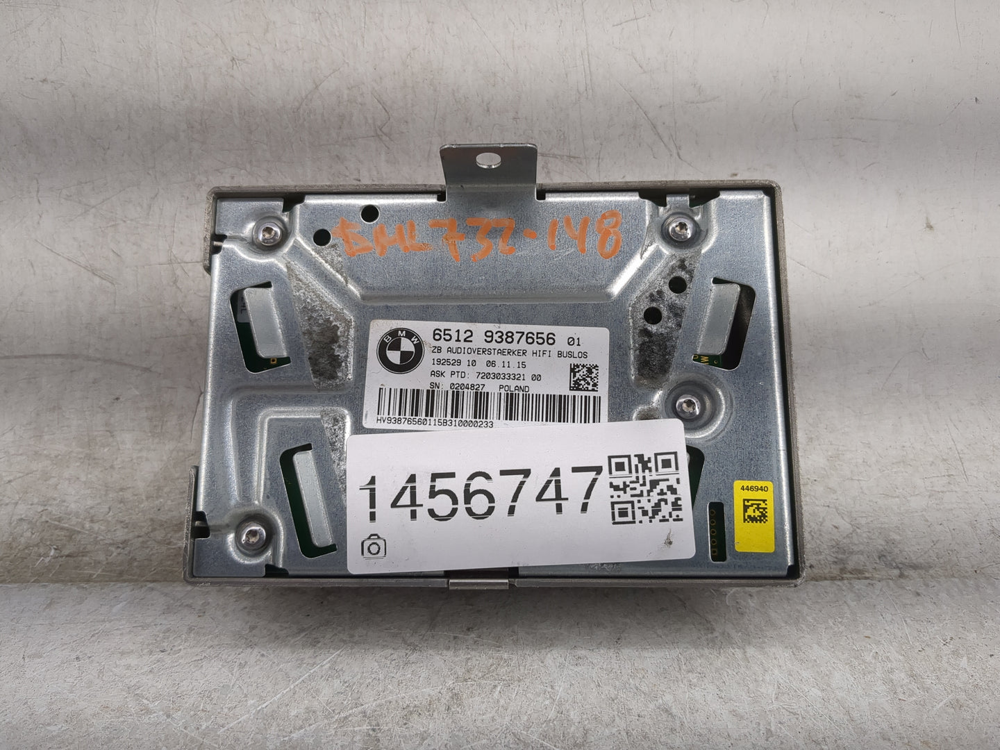 2016-2022 Bmw X1 Radio Speaker Amplifier 65129387656|7203033321 - Oemusedautoparts1.com