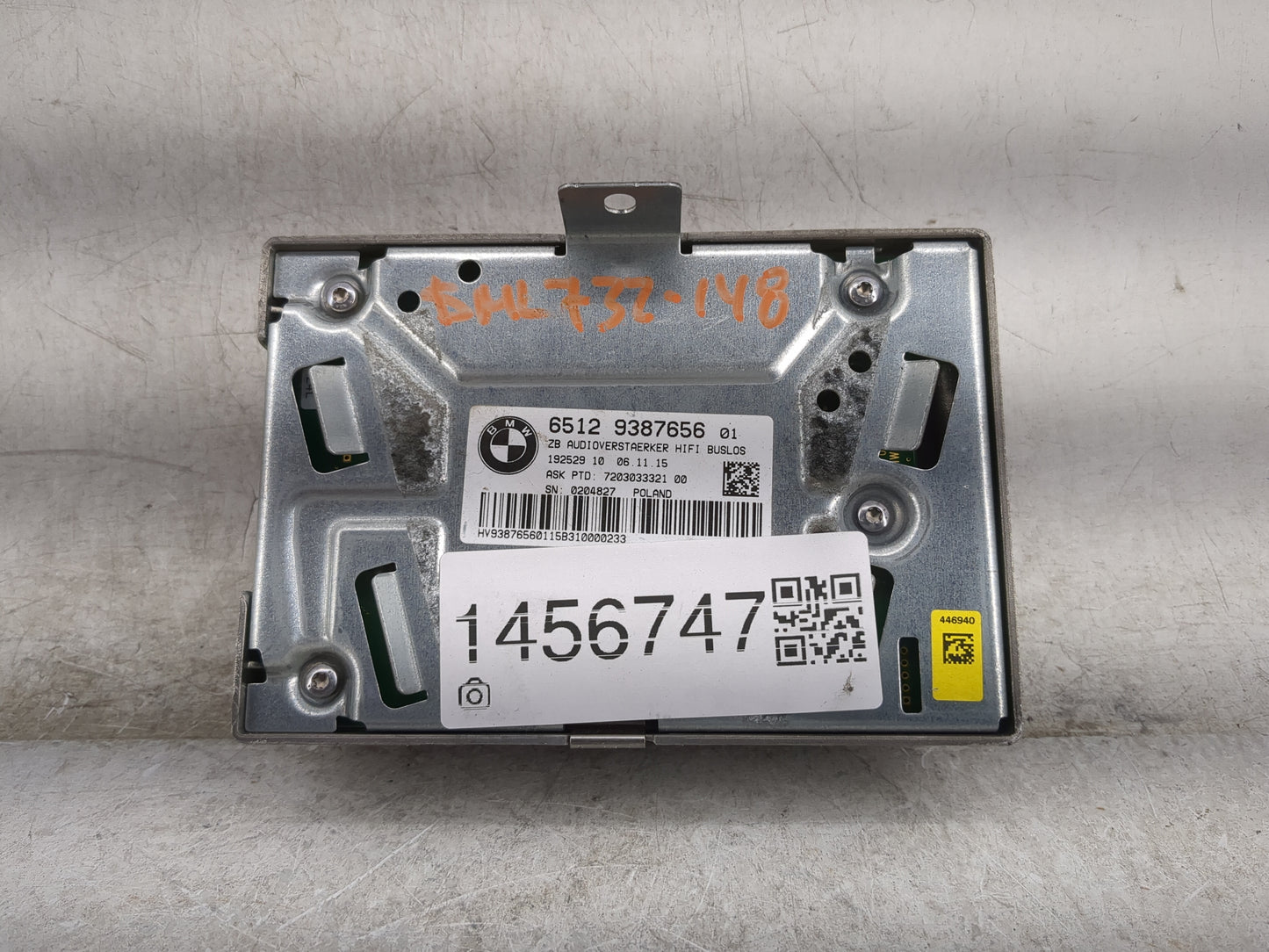 2016-2022 Bmw X1 Radio Speaker Amplifier 65129387656|7203033321 - Oemusedautoparts1.com
