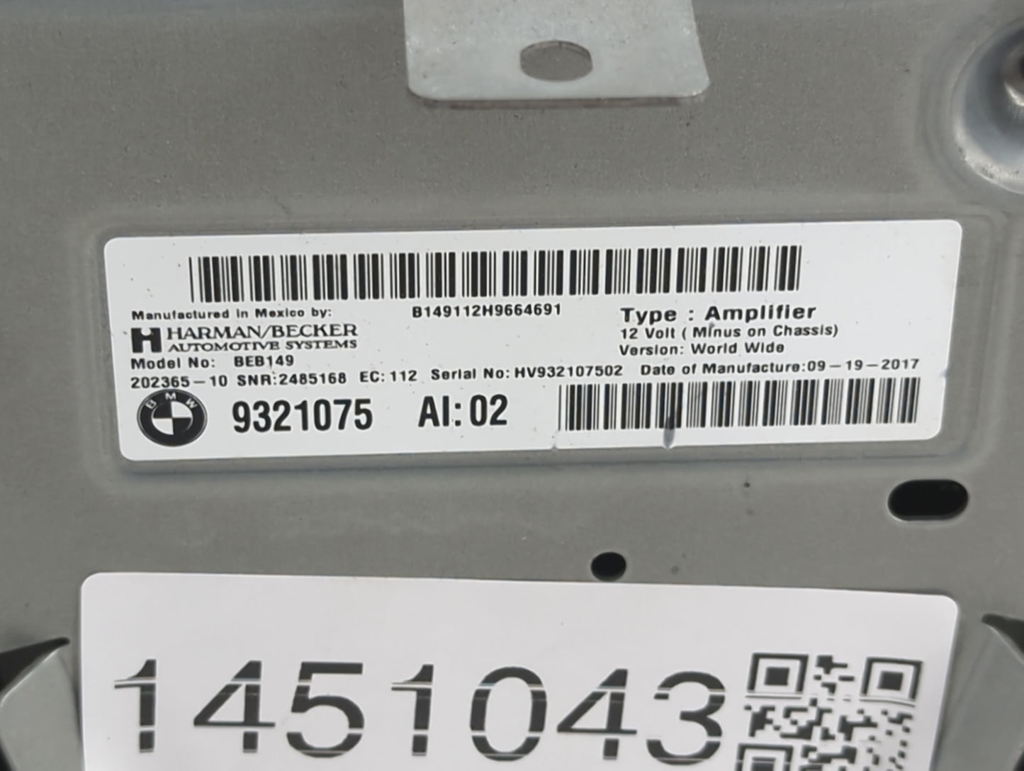 2018 Bmw X5 Radio Speaker Amplifier - Oemusedautoparts1.com