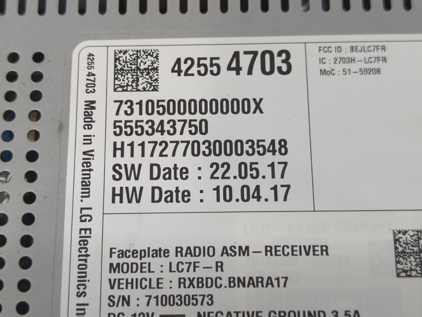 2018 Chevrolet Cruze Radio AM FM Cd Player Receiver Replacement P/N:555343750 Fits Fits 2019 2020 2021 OEM Used Auto Parts -