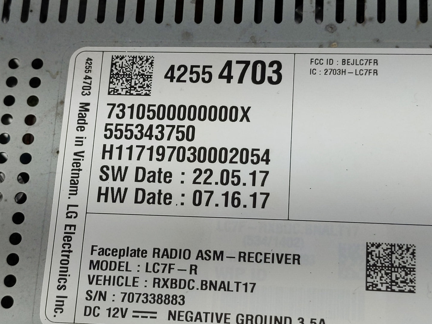 2018 Chevrolet Cruze Radio AM FM Cd Player Receiver Replacement P/N:42554703 Fits Fits 2019 2020 2021 OEM Used Auto Parts - 