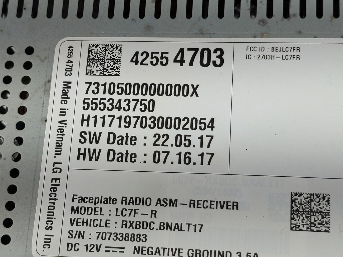 2018 Chevrolet Cruze Radio AM FM Cd Player Receiver Replacement P/N:42554703 Fits Fits 2019 2020 2021 OEM Used Auto Parts - 