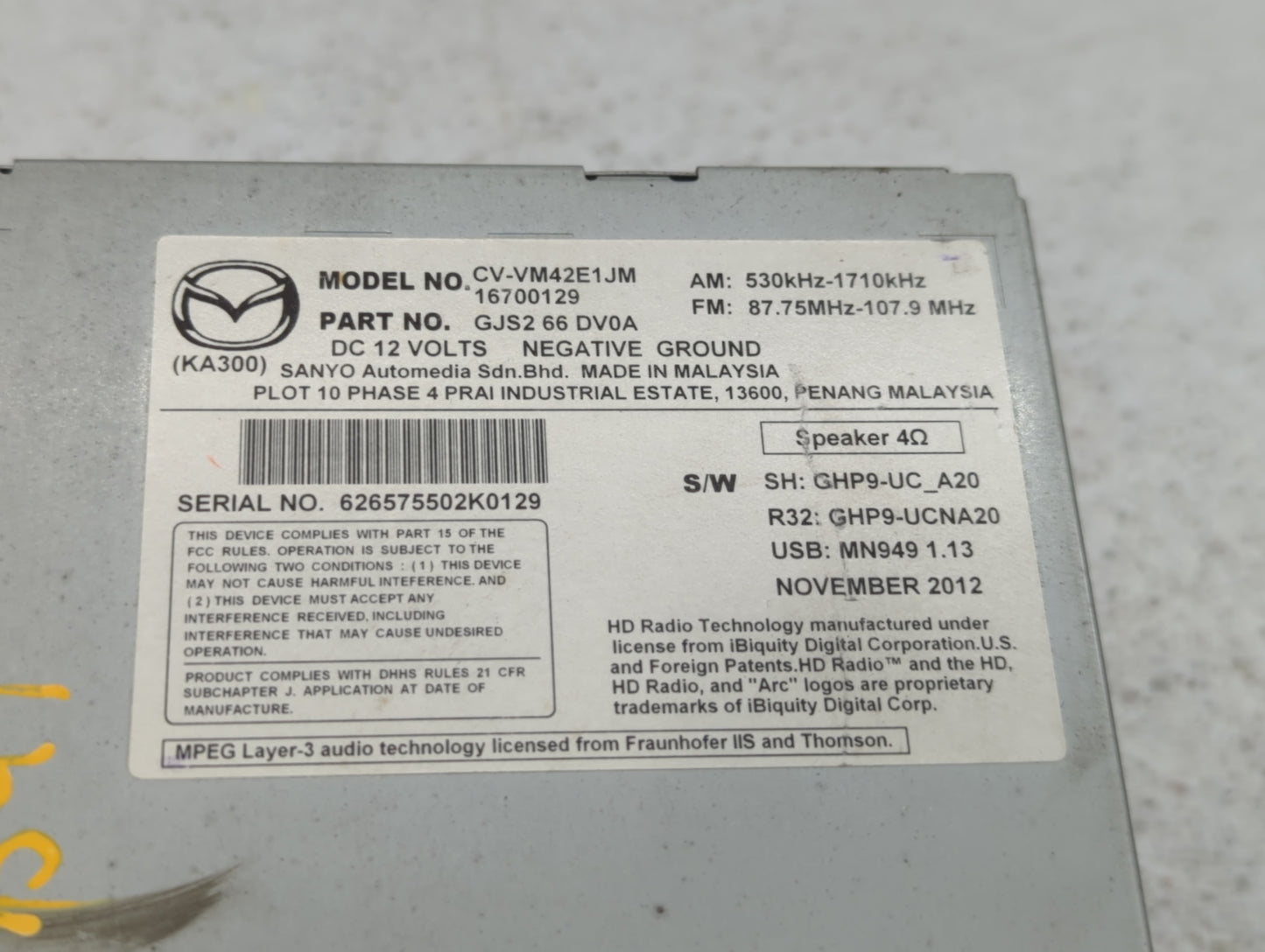 2018 Chevrolet Cruze Radio AM FM Cd Player Receiver Replacement P/N:GJS2 66 DV0A Fits Fits 2019 2020 2021 OEM Used Auto Part