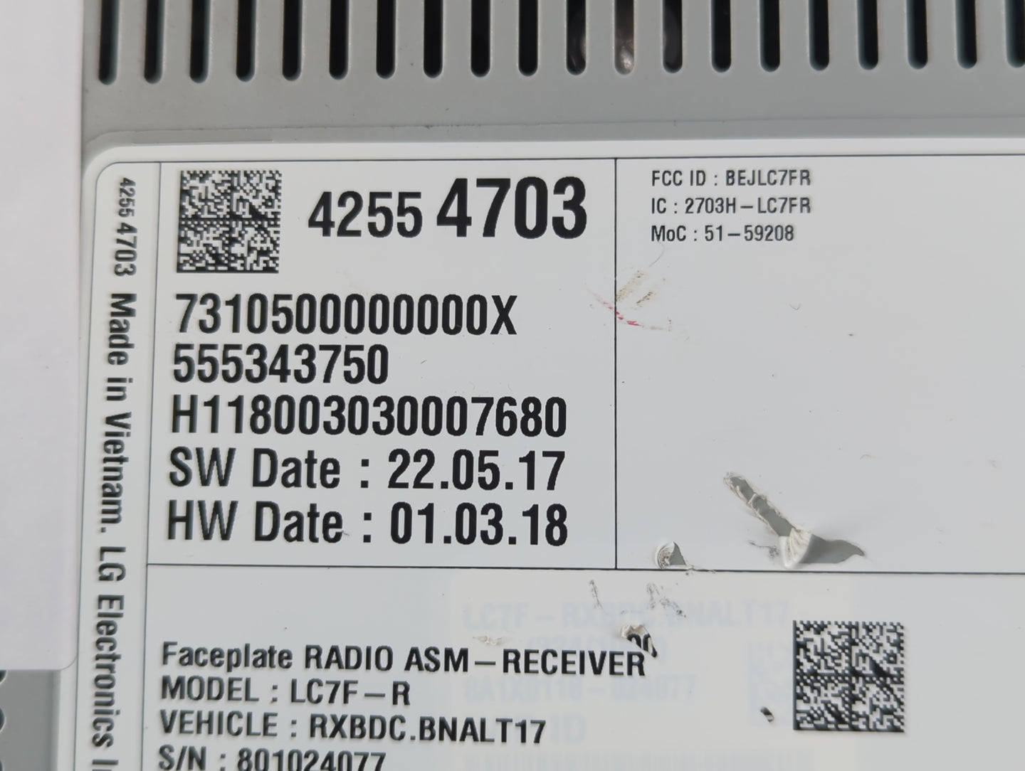 2018 Chevrolet Cruze Radio AM FM Cd Player Receiver Replacement P/N:42554703 Fits Fits 2019 2020 2021 OEM Used Auto Parts - 