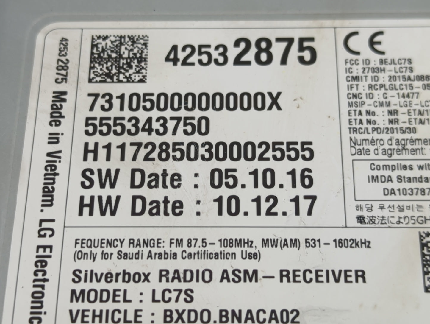 2018 Chevrolet Equinox Radio AM FM Cd Player Receiver Replacement P/N:42532875 7310500000000X, 555343750 Fits Fits 2017 OEM 