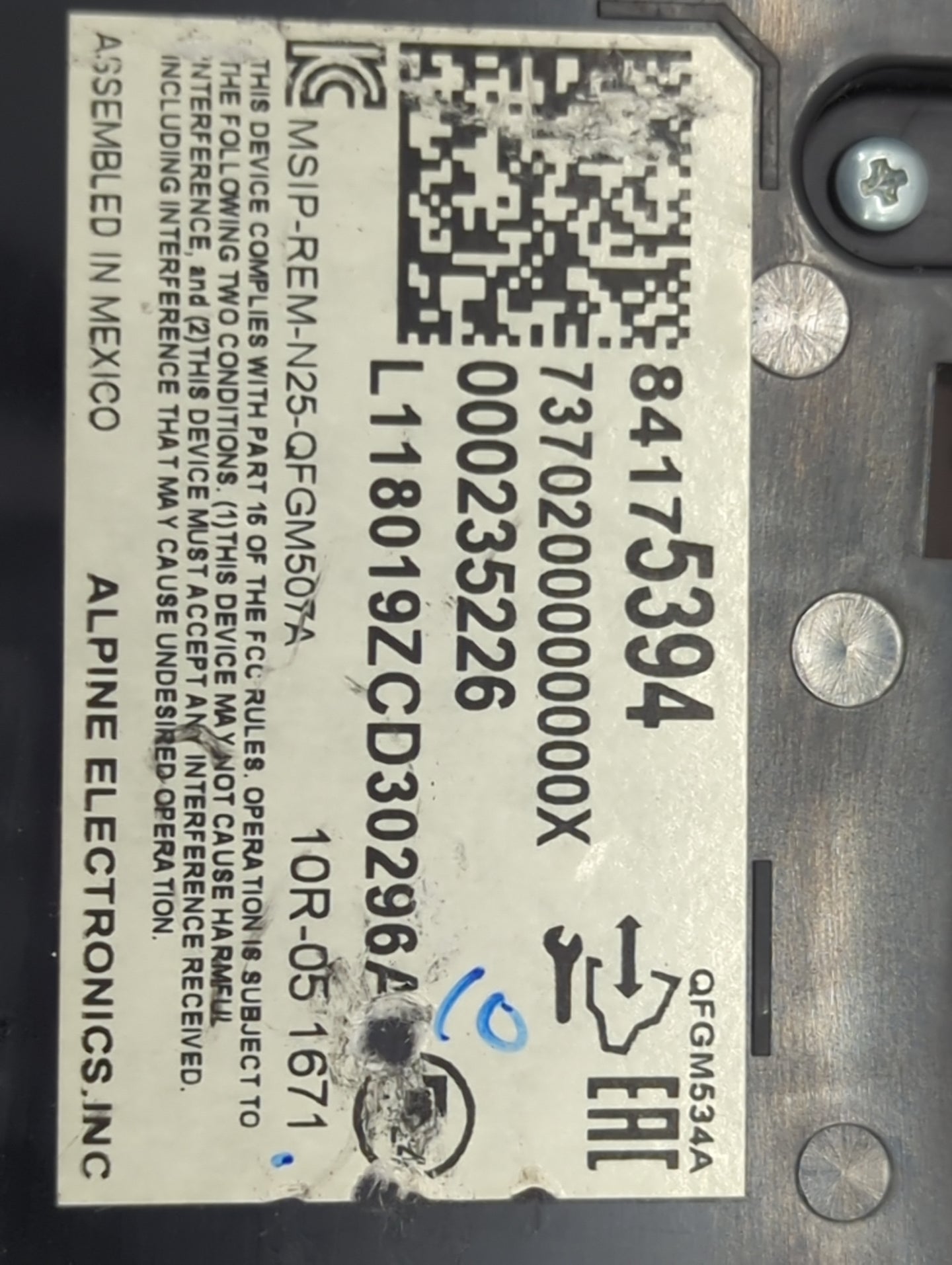 2018 Chevrolet Equinox Climate Control Module Temperature AC/Heater Replacement P/N:84175394 MSIP-REM-N25-QFGM507A, QFGM534A