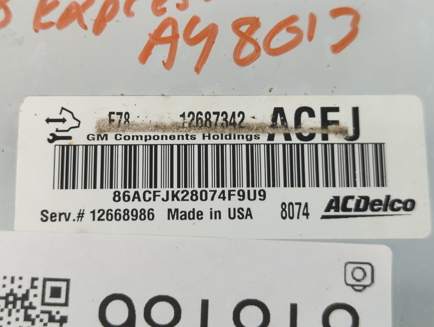 2017-2020 Chevrolet Express 2500 PCM Engine Control Computer ECU ECM PCU OEM P/N:12687342 Fits Fits 2017 2018 2019 2020 2021