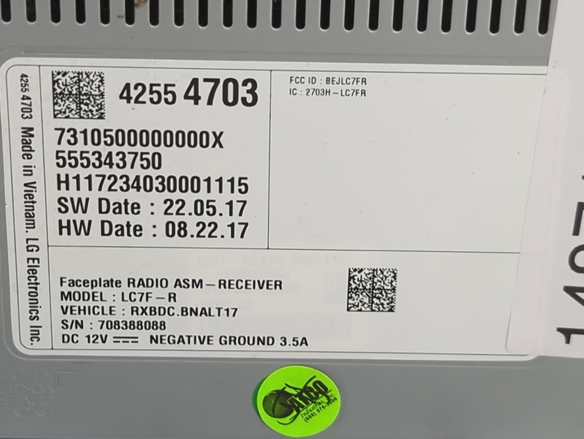 2018 Chevrolet Malibu Information Radio Display Screen 1487115 - Oemusedautoparts1.com