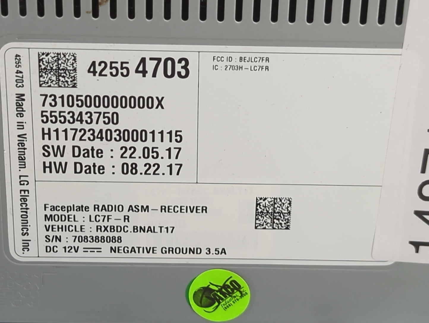 2018 Chevrolet Malibu Information Display Screen 1487115 - Oemusedautoparts1.com