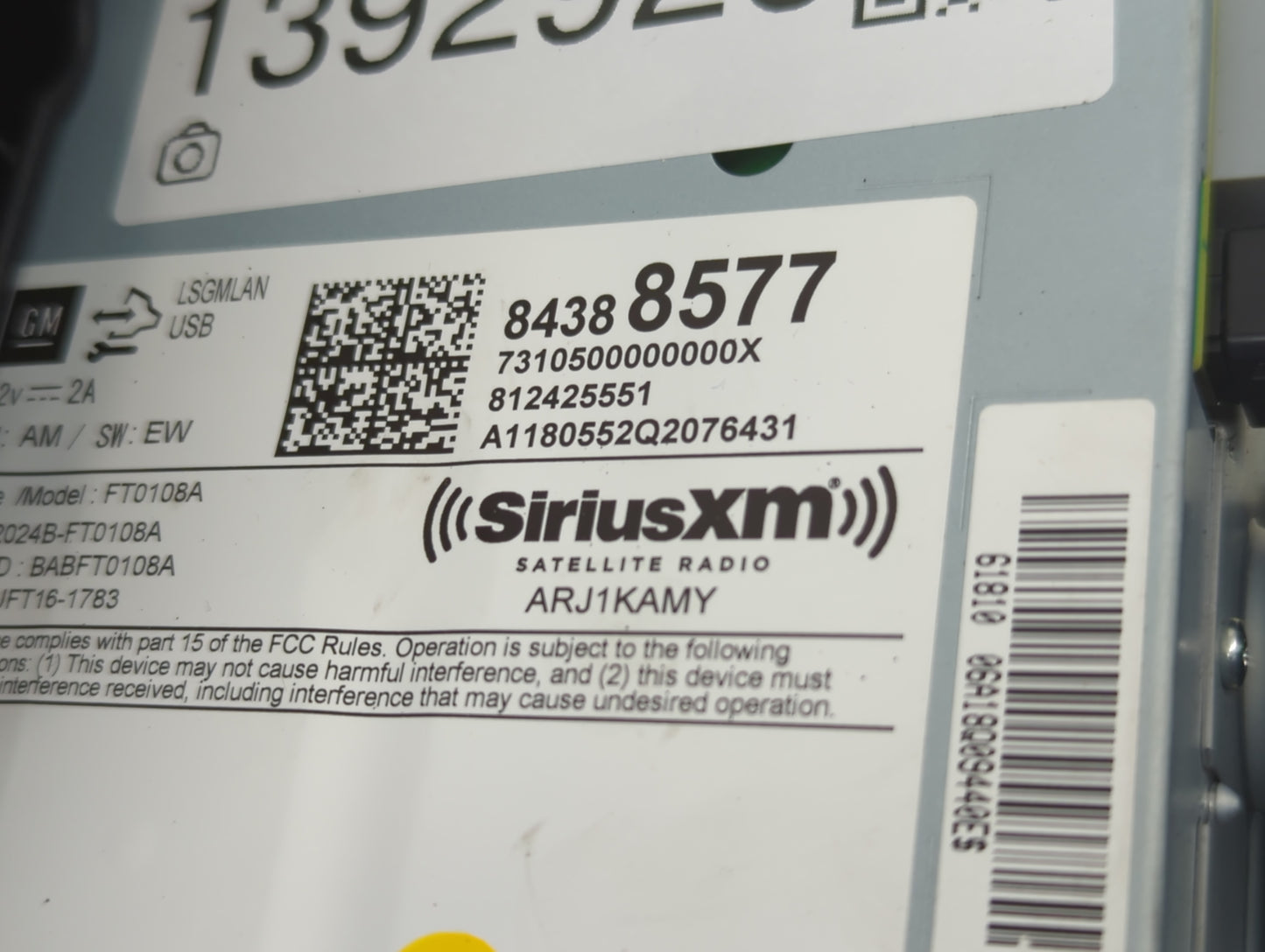 2018 Chevrolet Sonic Radio AM FM Cd Player Receiver Replacement P/N:84388577 Fits OEM Used Auto Parts - Oemusedautoparts1.co