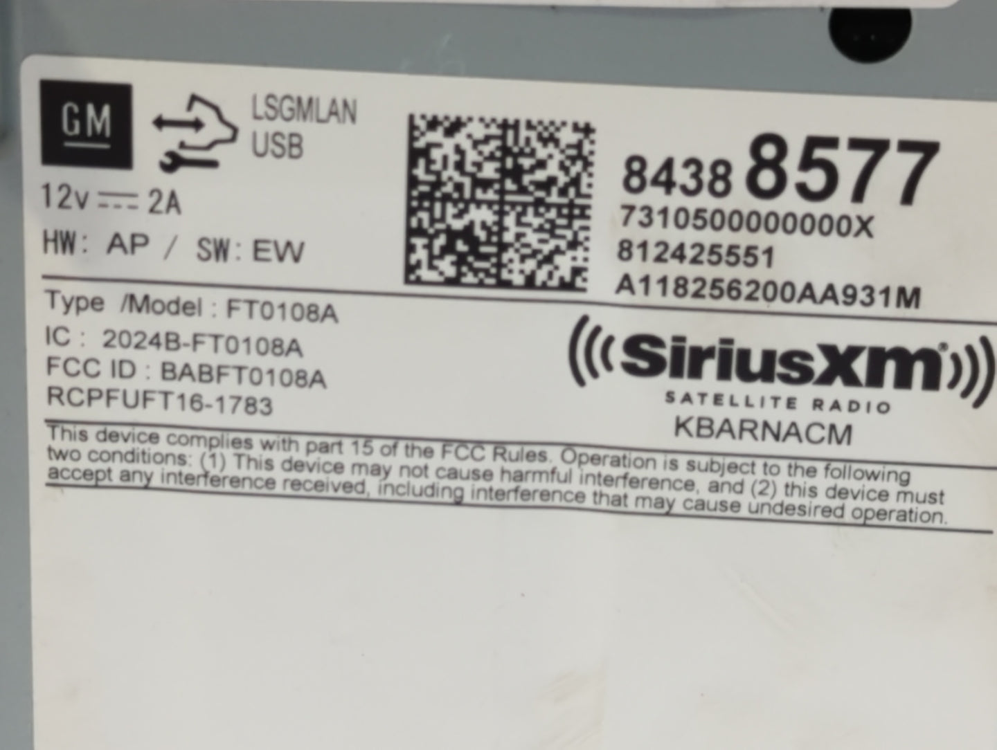 2018-2018 Chevrolet Sonic Am Fm Cd Player Radio Receiver - Oemusedautoparts1.com