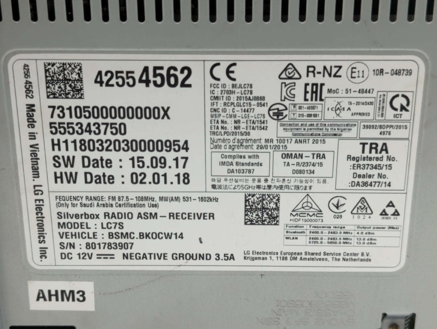 2017-2018 Chevrolet Spark Am Fm Cd Player Radio Receiver - Oemusedautoparts1.com