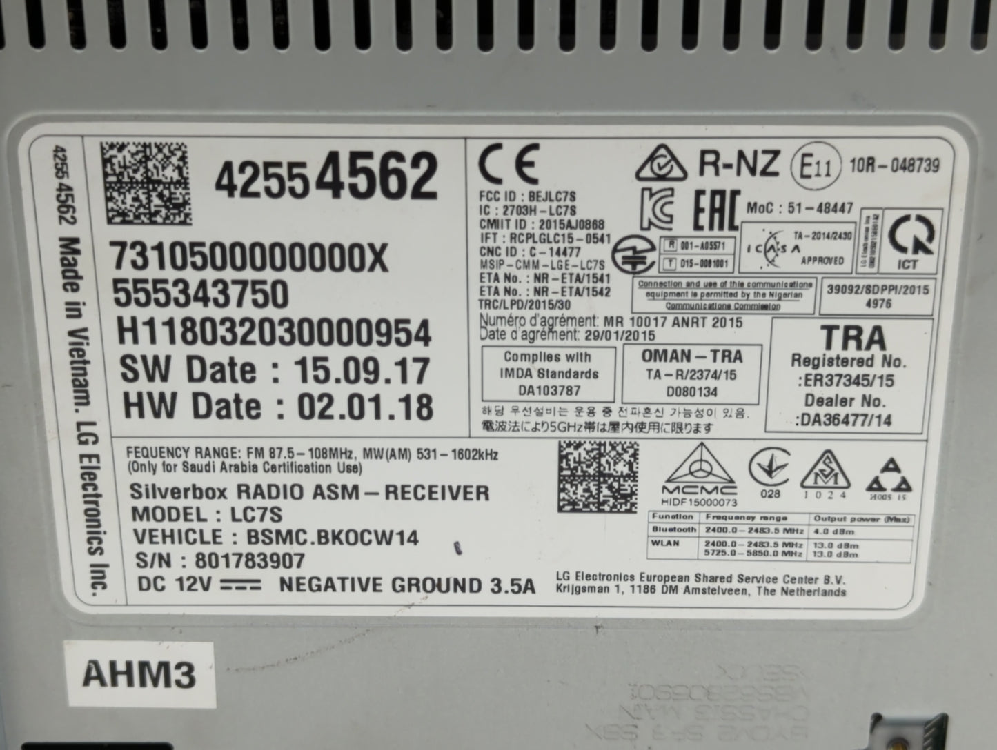 2017-2018 Chevrolet Spark Am Fm Cd Player Radio Receiver - Oemusedautoparts1.com