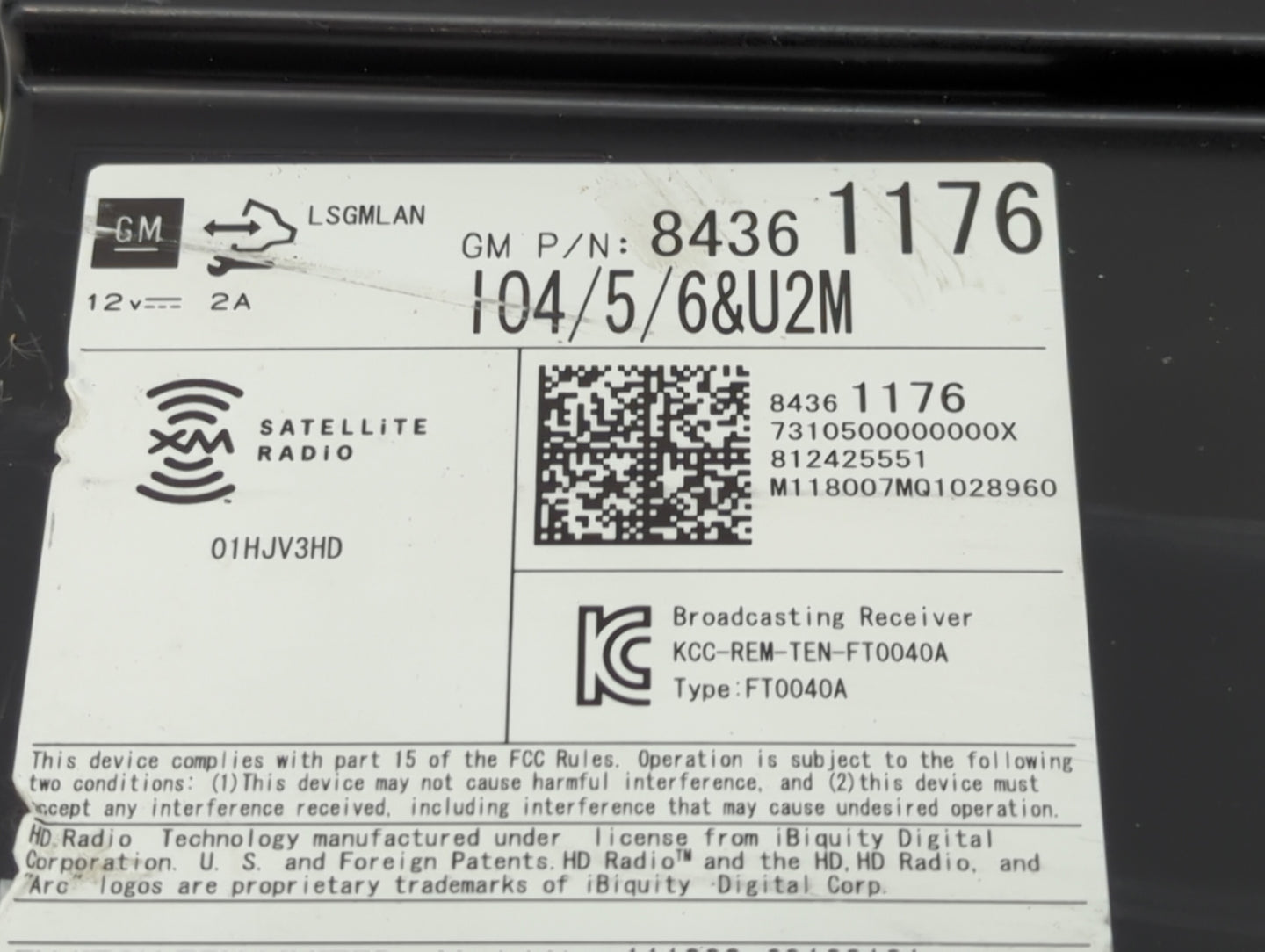 2018 Chevrolet Suburban 1500 Radio AM FM Cd Player Receiver Replacement P/N:84361176 Fits Fits 2016 2017 2019 2020 OEM Used 
