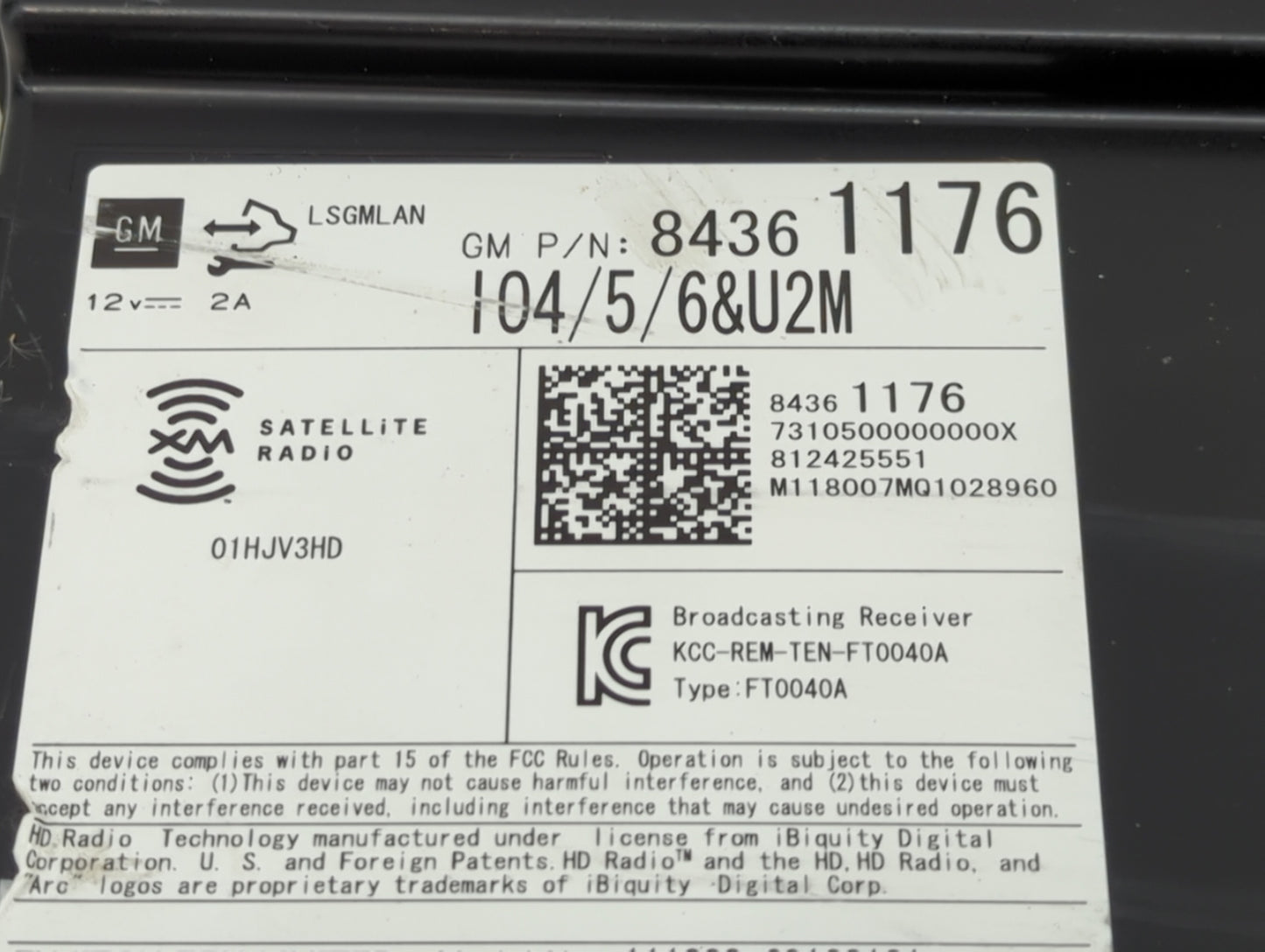 2018 Chevrolet Suburban 1500 Radio AM FM Cd Player Receiver Replacement P/N:84361176 Fits Fits 2016 2017 2019 2020 OEM Used 