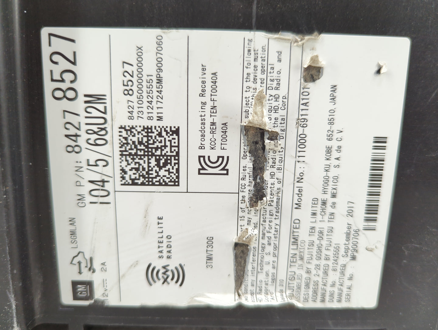 2018 Chevrolet Suburban 1500 Radio AM FM Cd Player Receiver Replacement P/N:84278527 111000-6911A101, FT0040A Fits OEM Used 