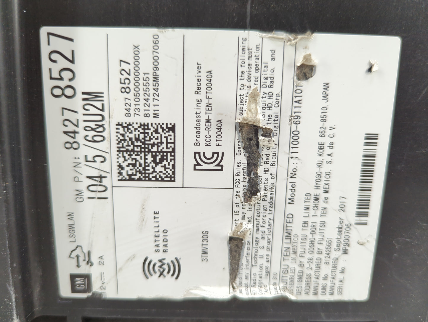 2018 Chevrolet Suburban 1500 Radio AM FM Cd Player Receiver Replacement P/N:84278527 111000-6911A101, FT0040A Fits OEM Used 