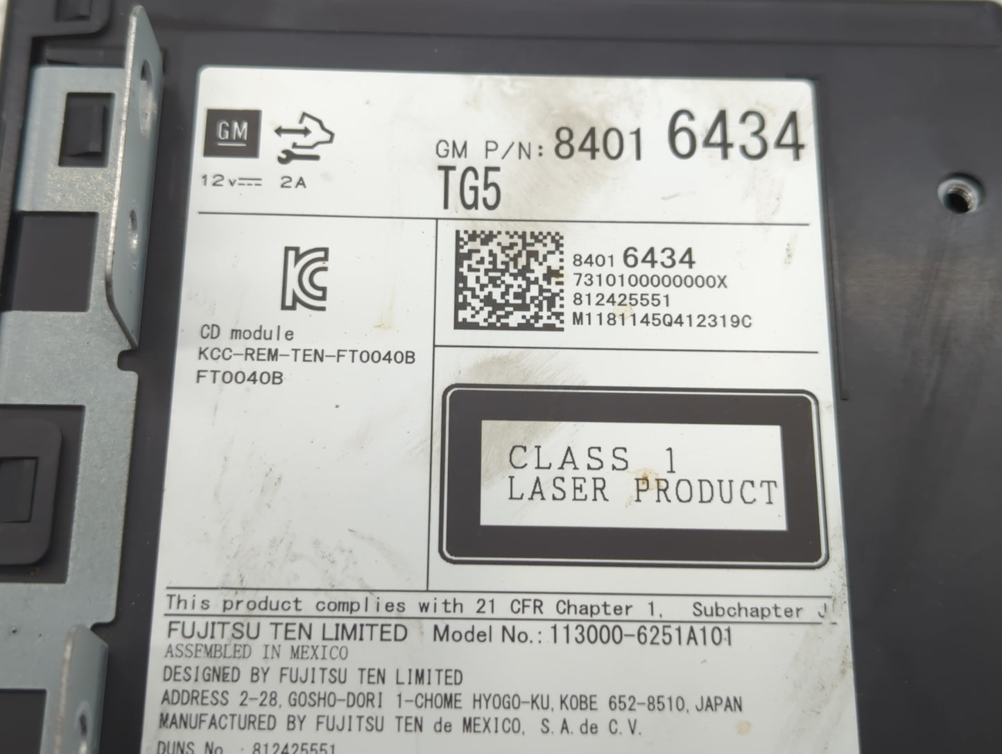 2017-2020 Chevrolet Tahoe Radio AM FM Cd Player Receiver Replacement P/N:84016434 Fits Fits 2017 2018 2019 2020 OEM Used Aut