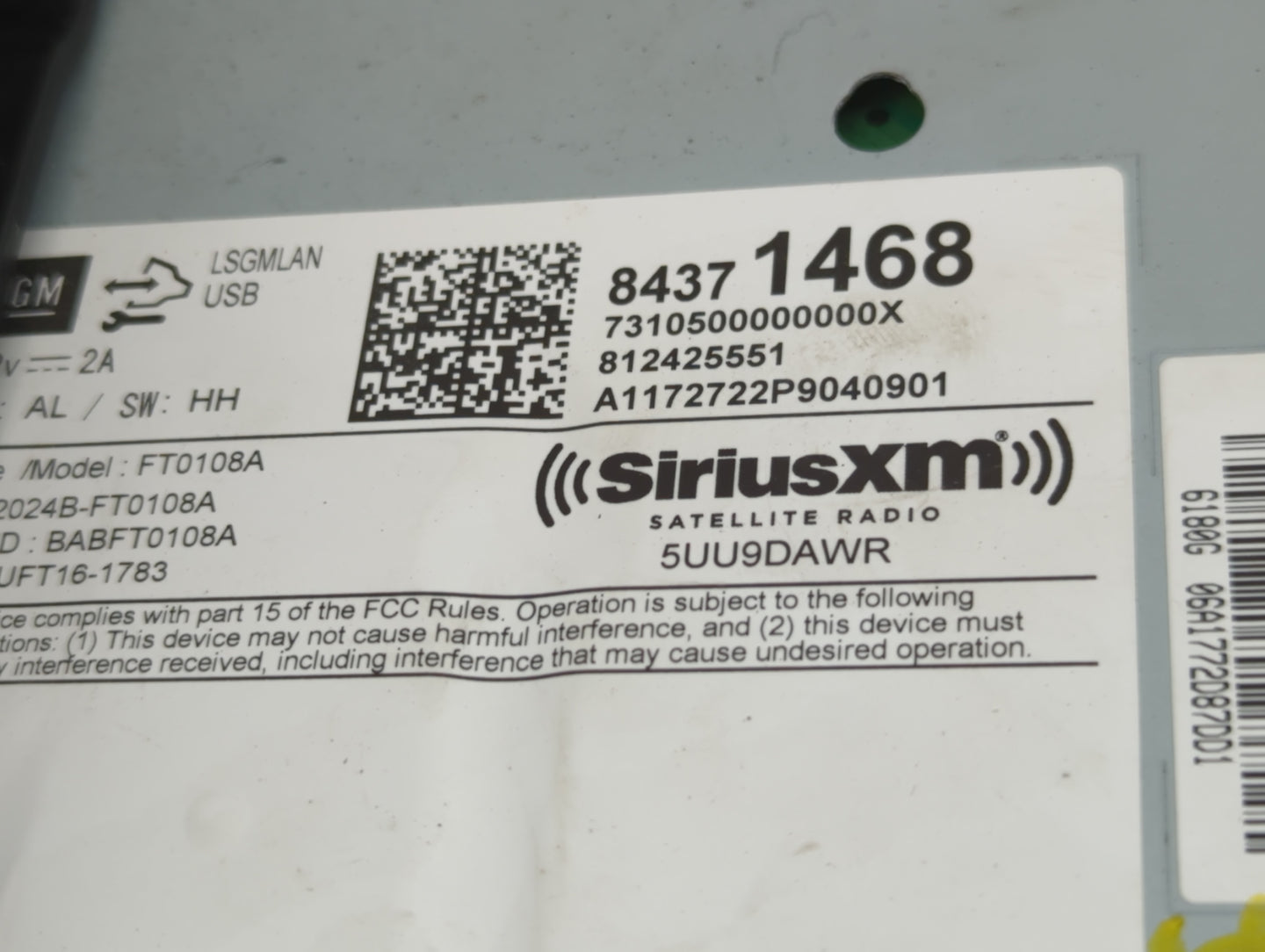 2018-2019 Chevrolet Trax Radio AM FM Cd Player Receiver Replacement P/N:84371468 Fits Fits 2018 2019 OEM Used Auto Parts - O