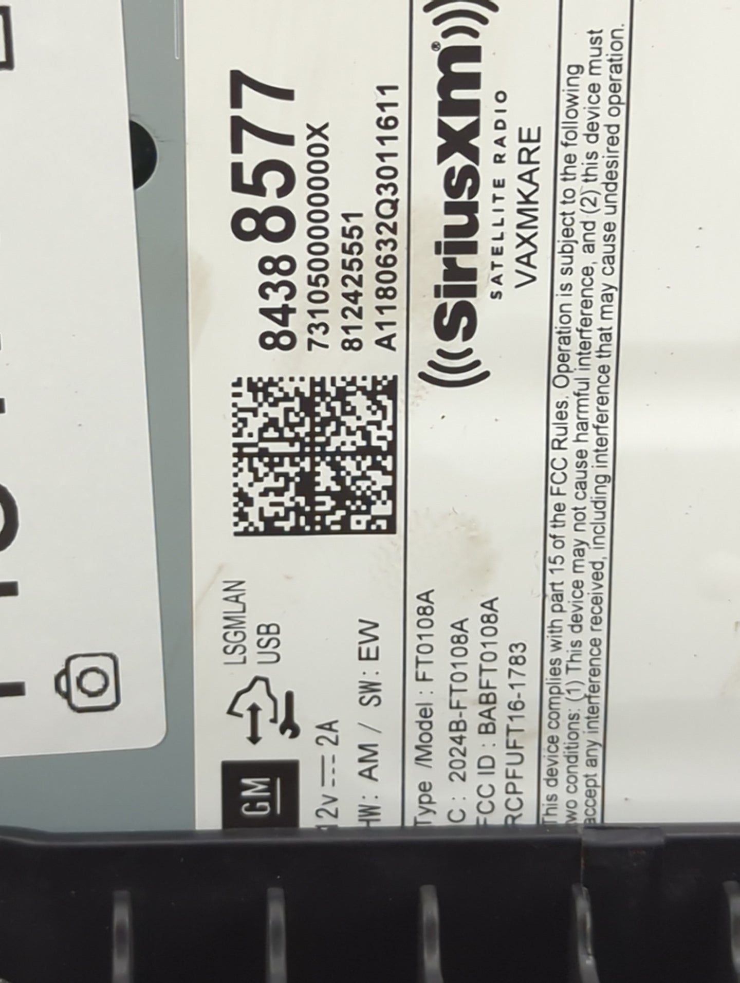 2018-2019 Chevrolet Trax Radio AM FM Cd Player Receiver Replacement P/N:FT0108A 2024B-FT0108A, BABFT0108A Fits Fits 2018 201