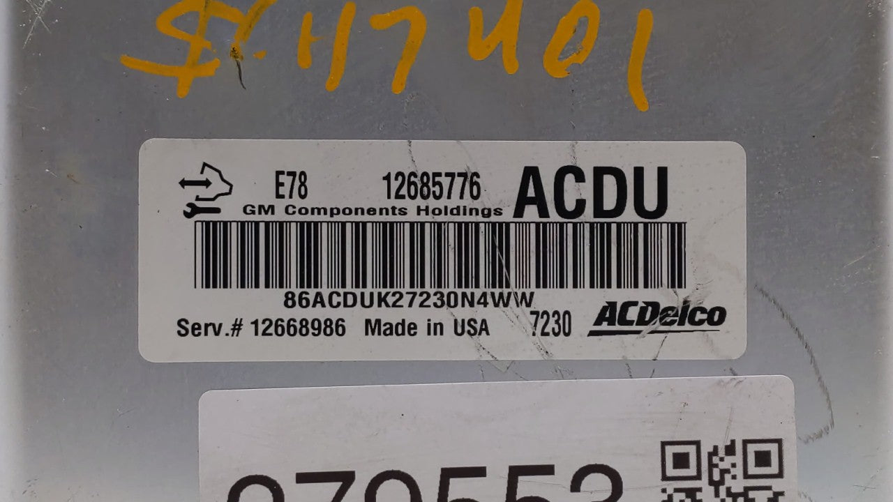 2017-2018 Chevrolet Trax PCM Engine Control Computer ECU ECM PCU OEM P/N:12668986 12695536, 12670309 Fits Fits 2017 2018 201