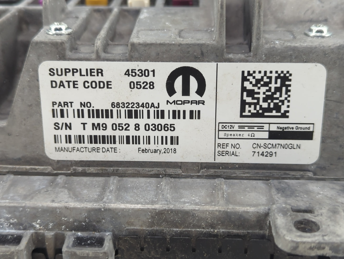 2018 Chrysler 300 Radio AM FM Cd Player Receiver Replacement P/N:68322340AJ Fits OEM Used Auto Parts - Oemusedautoparts1.com