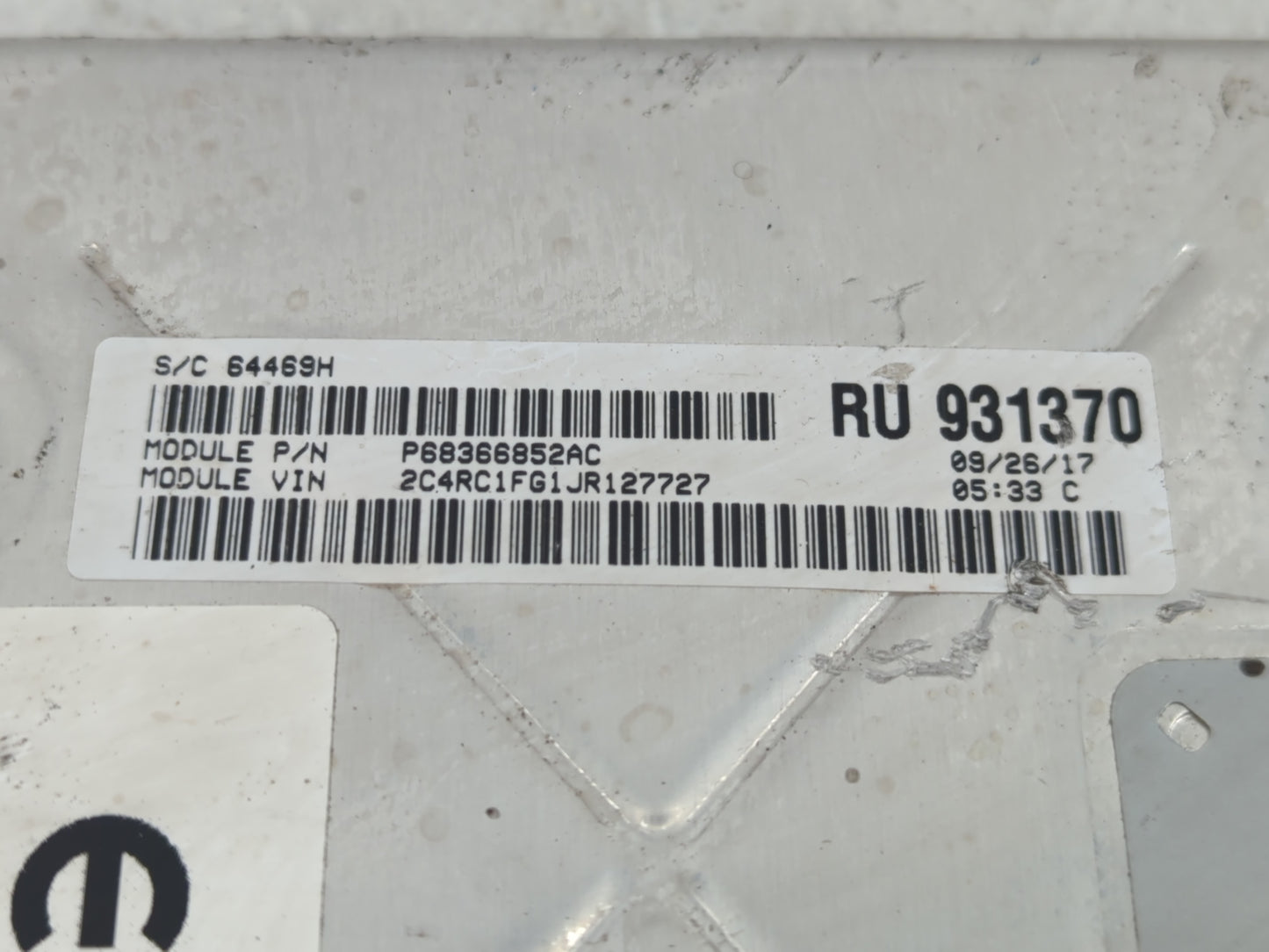 2018-2019 Chrysler Pacifica PCM Engine Control Computer ECU ECM PCU OEM P/N:P68330910AA Fits Fits 2018 2019 2020 OEM Used Au