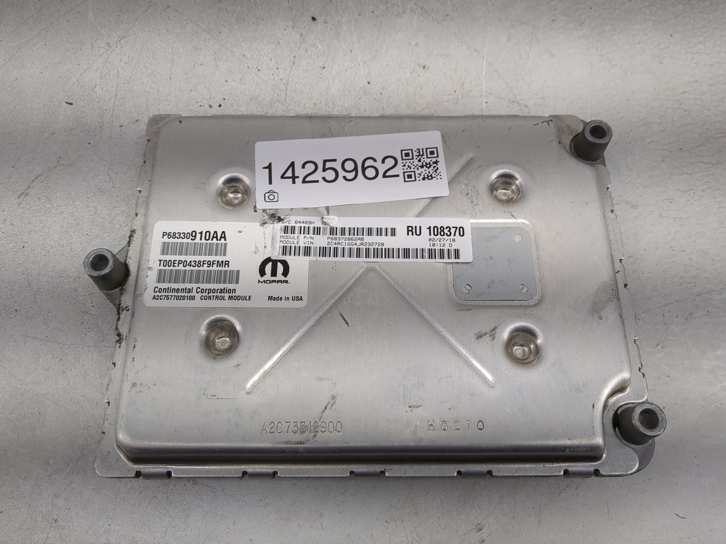 2018-2019 Chrysler Pacifica PCM Engine Control Computer ECU ECM PCU OEM P/N:P68330910AA P68372862AB Fits Fits 2018 2019 2020
