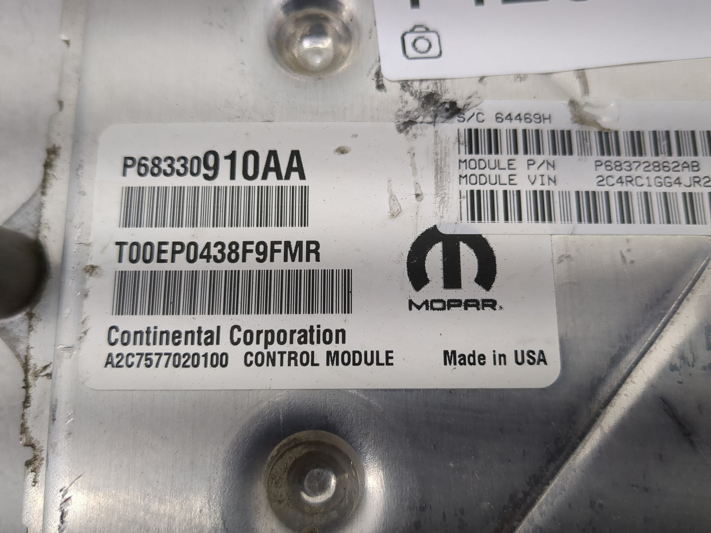 2018-2019 Chrysler Pacifica PCM Engine Control Computer ECU ECM PCU OEM P/N:P68330910AA P68372862AB Fits Fits 2018 2019 2020