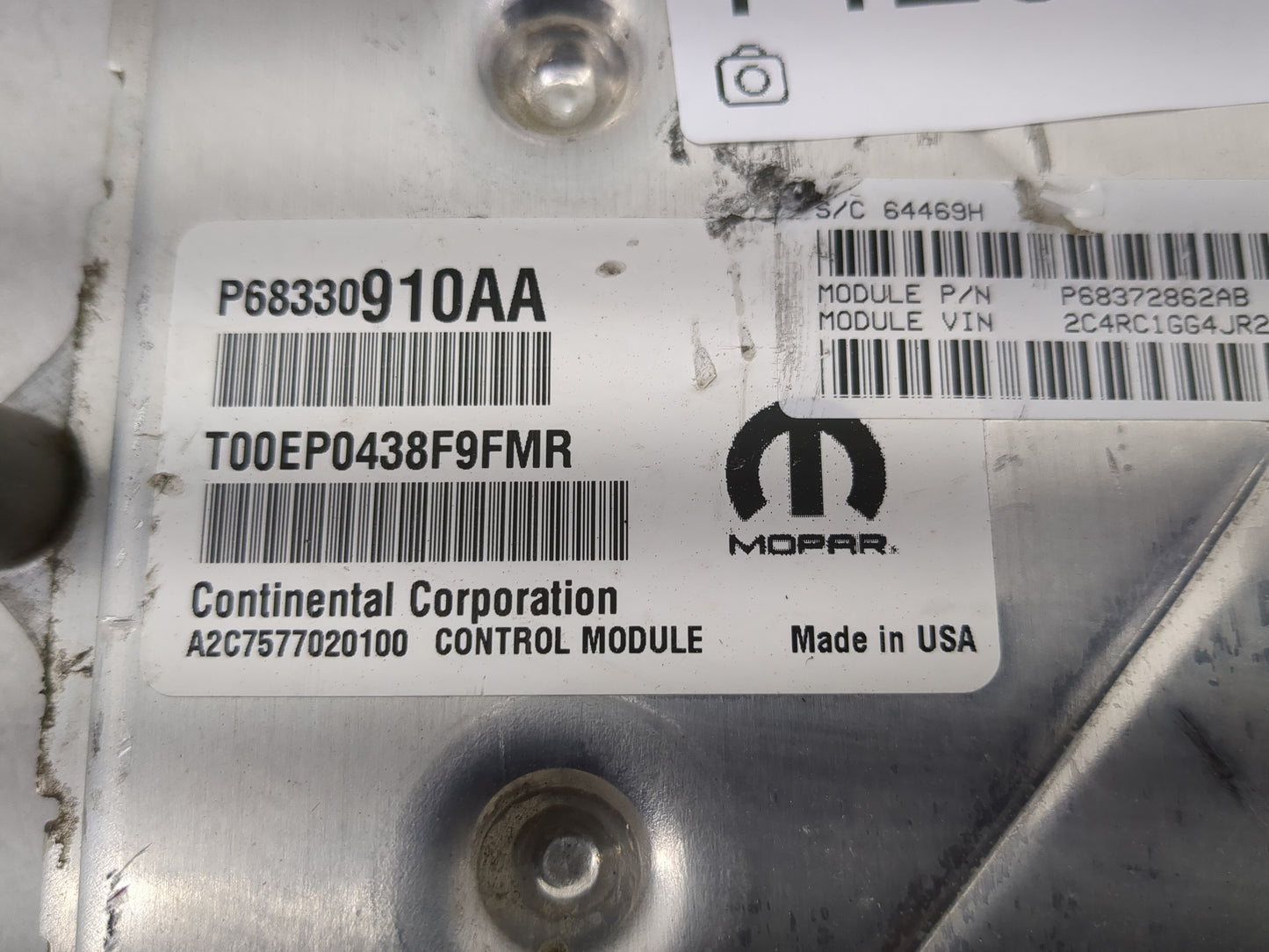 2018-2019 Chrysler Pacifica PCM Engine Control Computer ECU ECM PCU OEM P/N:P68330910AA P68372862AB Fits Fits 2018 2019 2020