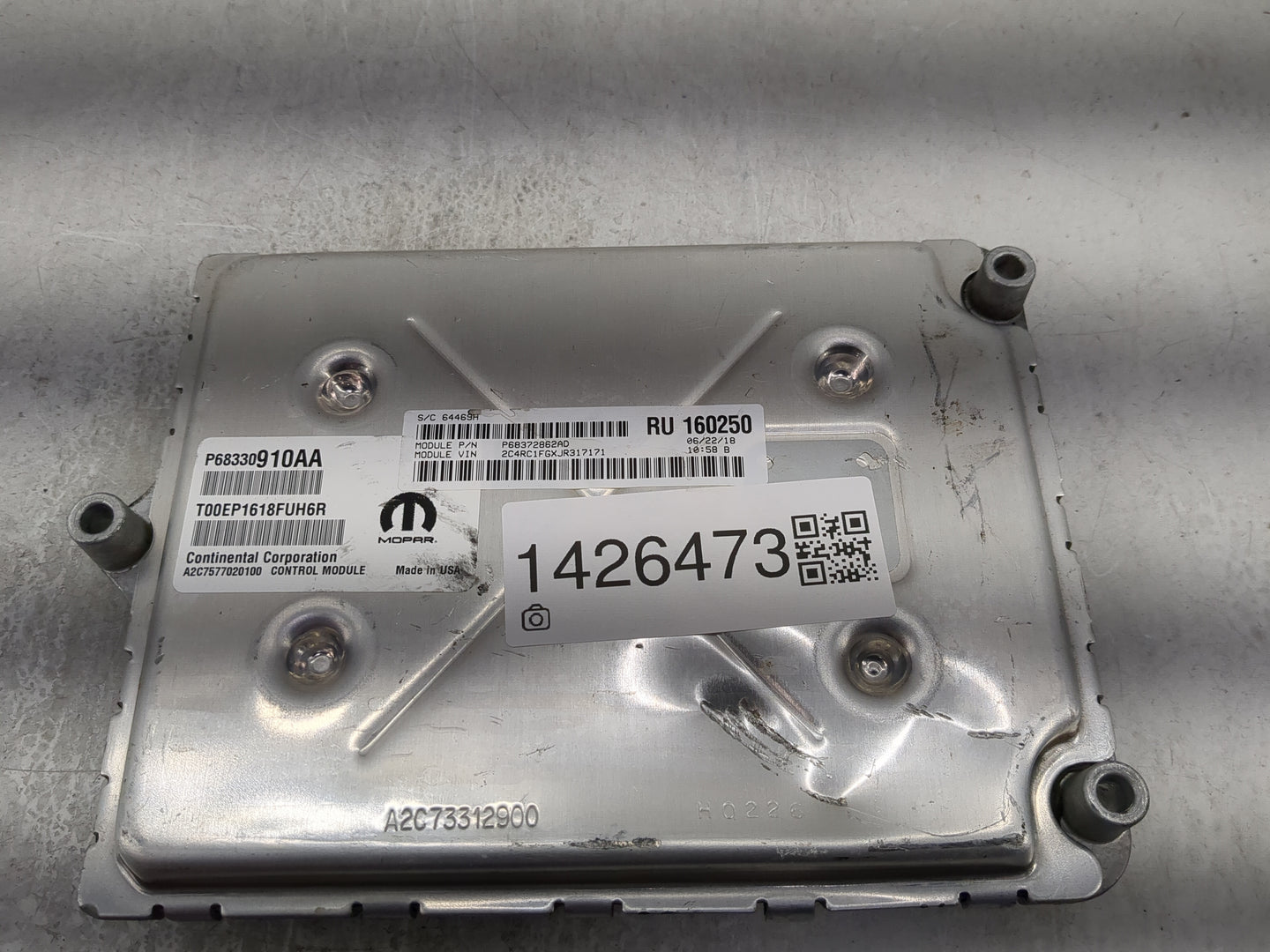 2018-2019 Chrysler Pacifica PCM Engine Control Computer ECU ECM PCU OEM P/N:P68330910AA Fits Fits 2018 2019 2020 OEM Used Au