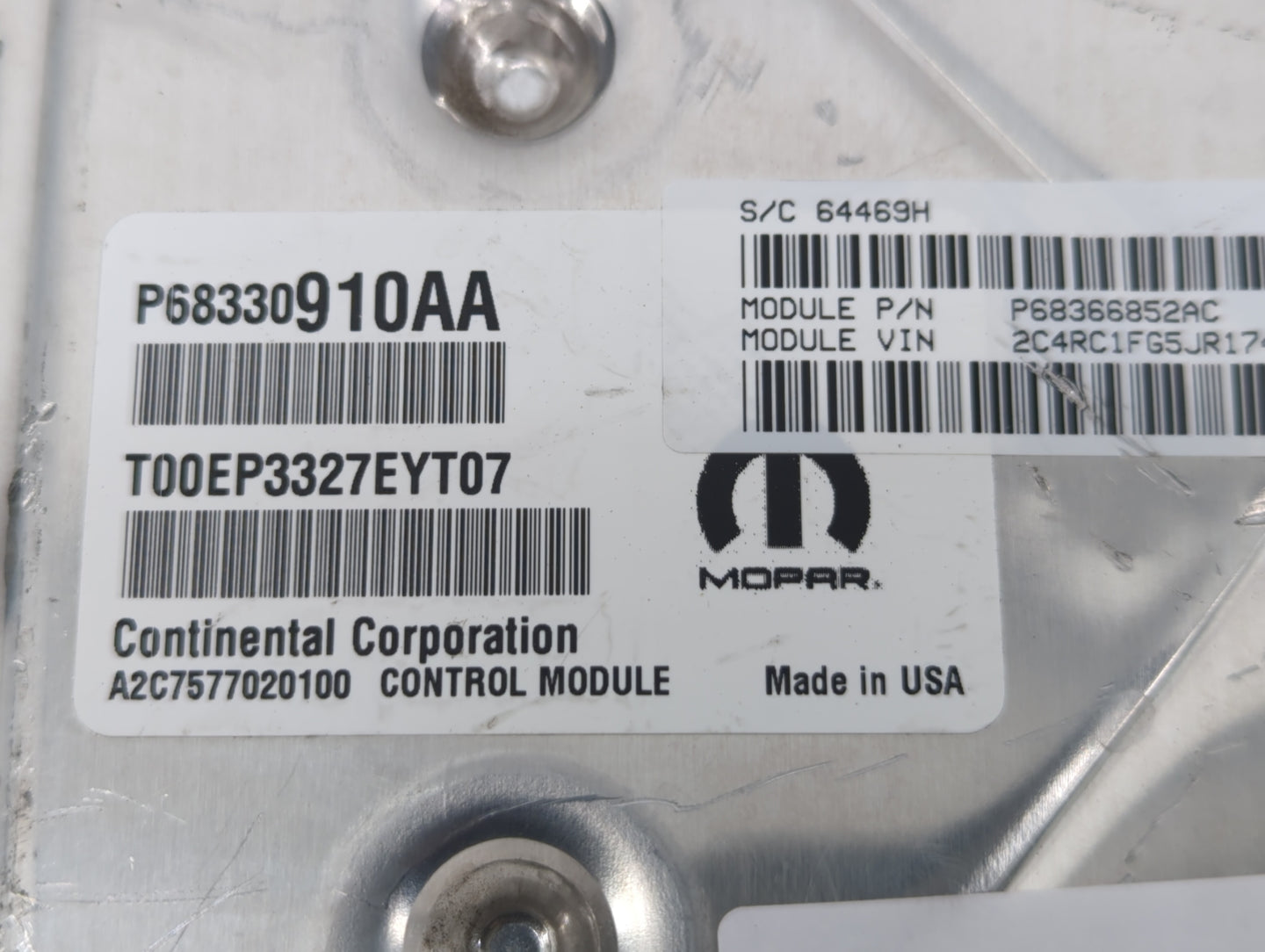 2018-2019 Chrysler Pacifica PCM Engine Control Computer ECU ECM PCU OEM P/N:P68372862AB P68434928AA Fits Fits 2018 2019 2020