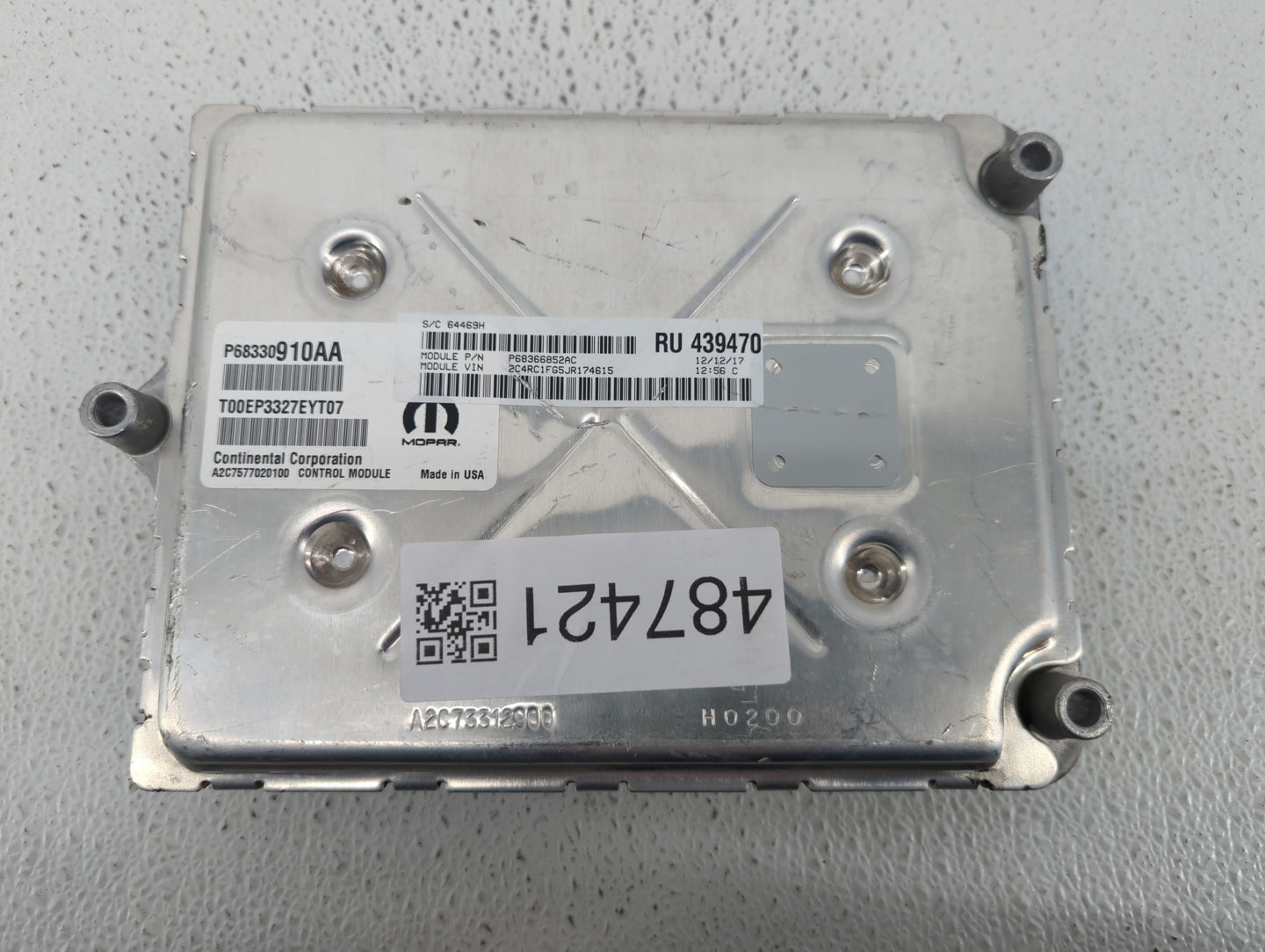 2018-2019 Chrysler Pacifica PCM Engine Control Computer ECU ECM PCU OEM P/N:P68372862AB P68434928AA Fits Fits 2018 2019 2020