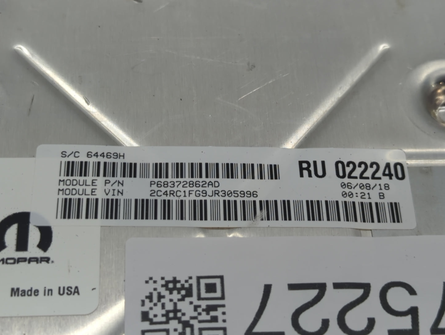 2018-2019 Chrysler Pacifica PCM Engine Control Computer ECU ECM PCU OEM P/N:P68330910AA Fits Fits 2018 2019 2020 OEM Used Au